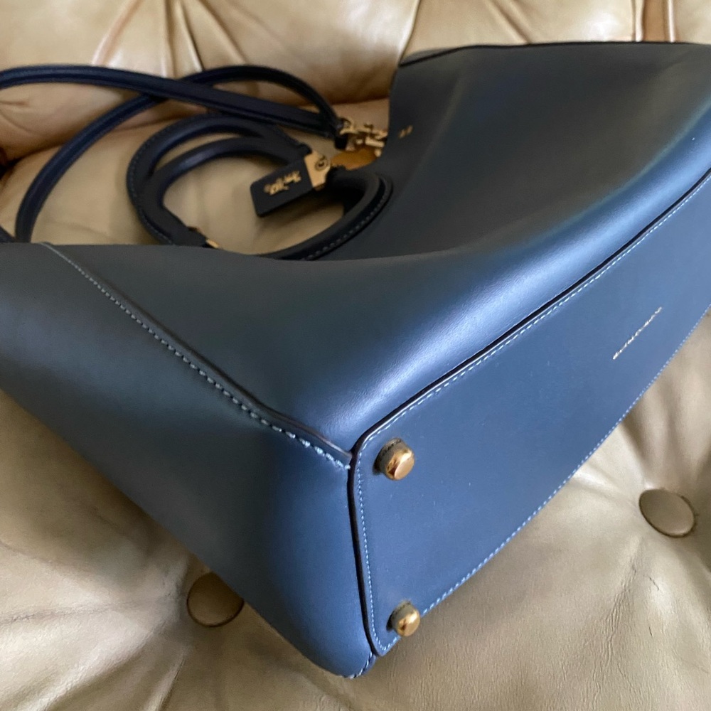 LKNW Coach Rae XL Tote Satchel Glove Tanned Denim Leather Rare Find! - Picture 9 of 16
